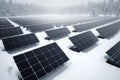 Lots Of Solar Panels In The Snow. Generative AI