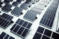 Lots Of Solar Panels On A White Background. Generative AI Royalty Free Stock Photo