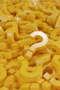 Lots of solid yellow question marks. 3d illustration