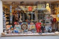 Lots of souvenirs in the window of the popular gift shop Royalty Free Stock Photo