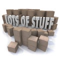 Lots of Stuff Cardboard Boxes Messy Disorganized Storage Stockpile Royalty Free Stock Photo
