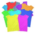 Lots of T-shirts colorful isolated on white Royalty Free Stock Photo