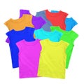 Lots of T-shirts colorful isolated on white Royalty Free Stock Photo