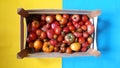 lots of tomatoes on blue and yellow background prapor ukraine