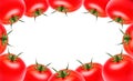 Lots of tomatoes on the edges of the photo, copy space, isolate