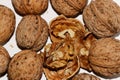 lots of walnuts and one broken walnut