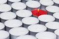 Lots of white candles and one red Royalty Free Stock Photo