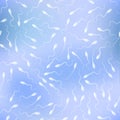 Lots of white realistic detailed spermatozoids, microscopic view on soft background, seamless pattern