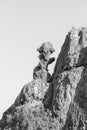 Lots Wife rock formation on hiking trail at Dwarsrivier. Monochrome