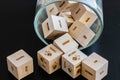 Wooden cubes with writings