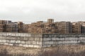 Lots of wooden pallets outdoor