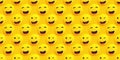 Lots of Yellow Winking, Smiling Faces - Seamless Emoji, Emoticon Pattern Background, Vector Design