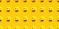 Lots of Yellow Winking, Smiling Faces - Seamless Emoji, Emoticon Pattern Background, Vector Design