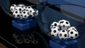 Lottery baskets with soccer balls Royalty Free Stock Photo