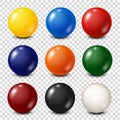 Lottery, billiard,pool balls collection. Snooker. Transparent background. Vector illustration.