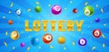 Lottery or bingo card with colored number balls. Royalty Free Stock Photo