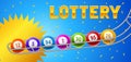 Lottery or bingo card with colored number balls. Royalty Free Stock Photo