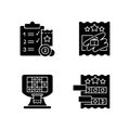 Lottery conduction black glyph icons set on white space