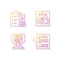 Lottery conduction gradient linear vector icons set