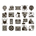 Lottery Gambling Game Glyph Set Vector Royalty Free Stock Photo
