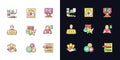 Lottery games types light and dark theme RGB color icons set