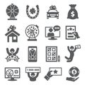 Lottery icon set on white background