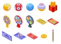 Lottery icons set, isometric style Royalty Free Stock Photo