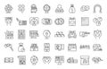 Lottery icons set, outline style