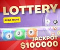 Lottery jackpot banner landing page realistic vector illustration. Gambling victory chance