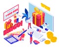Lottery Jackpot Isometric Composition