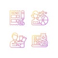 Lottery-like gambling games gradient linear vector icons set Royalty Free Stock Photo