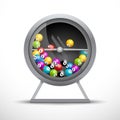 Lottery machine with lottery balls inside. Lotto game luck concept