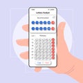 Lottery numbers tips smartphone interface vector template. Mobile app page white design layout. Victory analytics screen Royalty Free Stock Photo