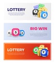 Lottery promo banner with place for text set realistic vector illustration gambling big win Royalty Free Stock Photo