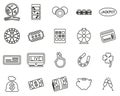 Lottery or Raffle Icons Black & White Thin Line Set Big