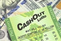 Lottery Ticket and Cash Close Up Royalty Free Stock Photo