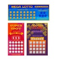 Lottery ticket vector lucky bingo card win chance lotto game jackpot ticketing set illustration lottery gaming tickets Royalty Free Stock Photo