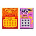 Lottery ticket vector lucky bingo card win chance lotto game jackpot ticketing set illustration lottery gaming tickets Royalty Free Stock Photo