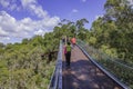 People walks on canopy walkway of Lotterywest Federation Walkway at King`s Park and Botanical Garden in Perth, Australia. Royalty Free Stock Photo