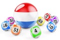 Lotto balls with Luxembourgish flag. Lottery in Luxembourg concept, 3D rendering Royalty Free Stock Photo