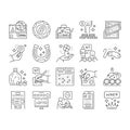 Lotto Gamble Game Collection Icons Set Vector .