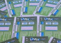 Lotto Max Lottery tickets, a Canadian gambling game coordinated by the Interprovincial Lottery Corporation, as one Royalty Free Stock Photo