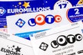 Lotto ticket and euromillion close up