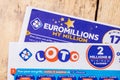 Lotto ticket and euromillions close up