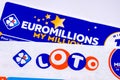 Lotto ticket and euromillions close up