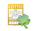 Lotto ticket and lucky clover illustration Royalty Free Stock Photo