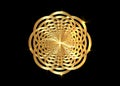Intertwined gold mandala. Global Powers of Luxury Goods. Golden flower precious logo design, vector isolated on black background