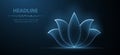 Lotus. Abstract vector lotus flower icon isolated on blue background. Natural beauty, floral ornament, relax yoga, fitness harmony Royalty Free Stock Photo