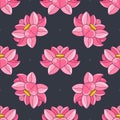 Lotus Background. Floral Pattern With Water Lilies. Seamless Nenuphar Cute Backdrop Can Be Used For Greeting Cards