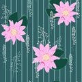 Lotus background. Floral pattern with water lilies